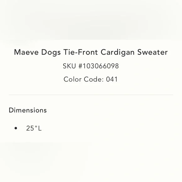 Anthropologie x Maeve Dogs Tie-Front Cardigan Sweater One Size NWOT